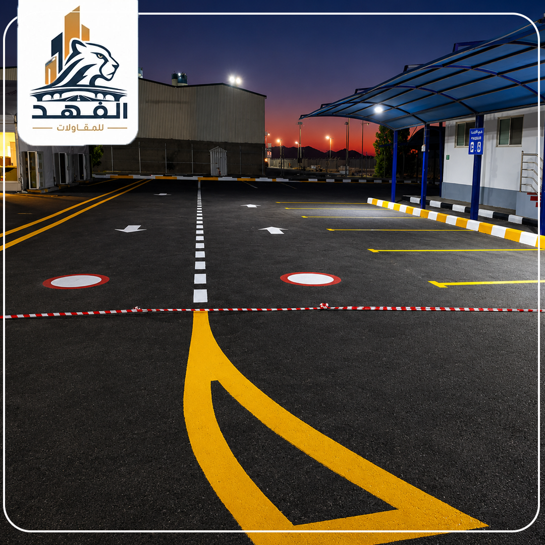 أعمال تخطيط الطرق والمواقف للفهد للمقاولات